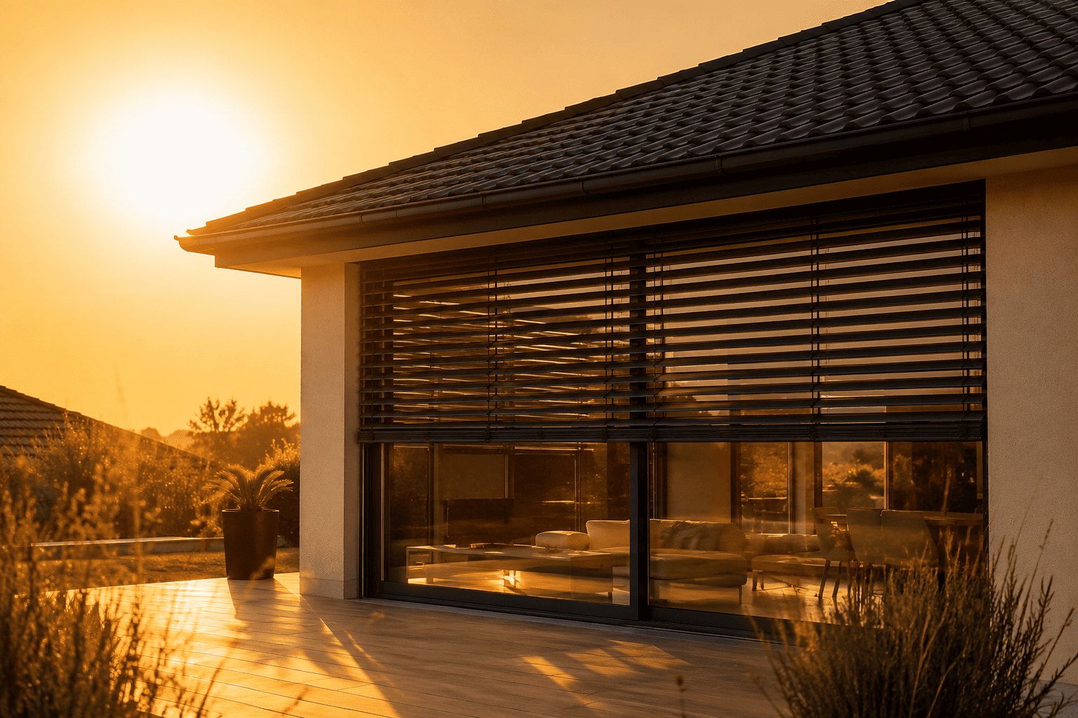Maison en Haute-Savoie équipée de protections solaires extérieures face aux montagnes